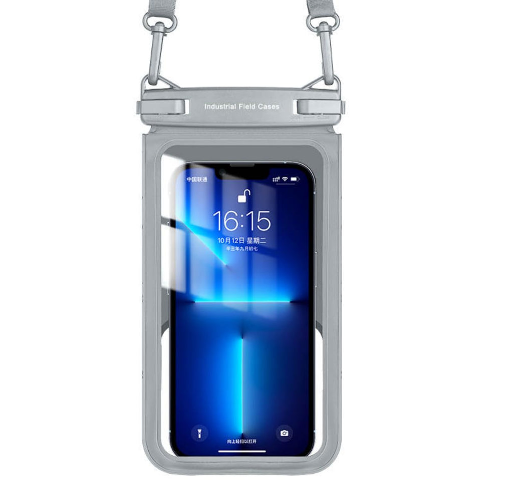 Industrial Field Cases Waterproof Phone Pouch All Gray/Grey Pouch Cell Phone Floating Pouch with Carrying Strap (Single 7.5)