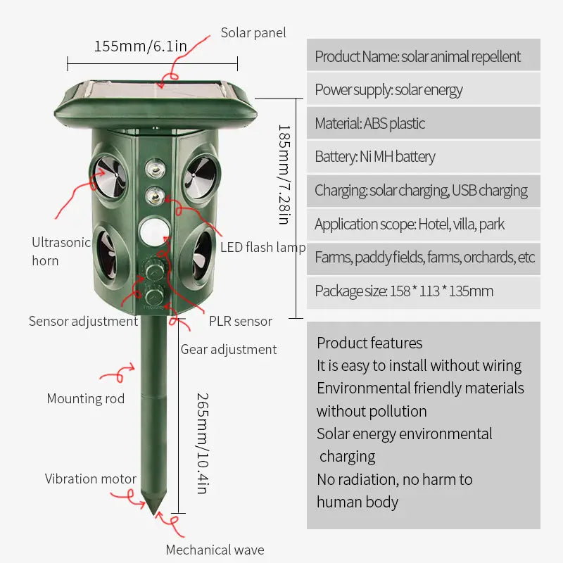 Outdoor Waterproof Solar Animal Repeller (1pc)