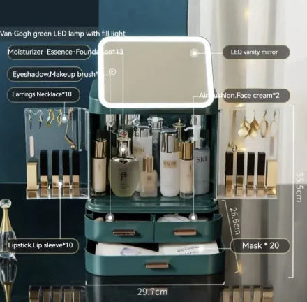 Lighted Mirror Makeup Storage Box